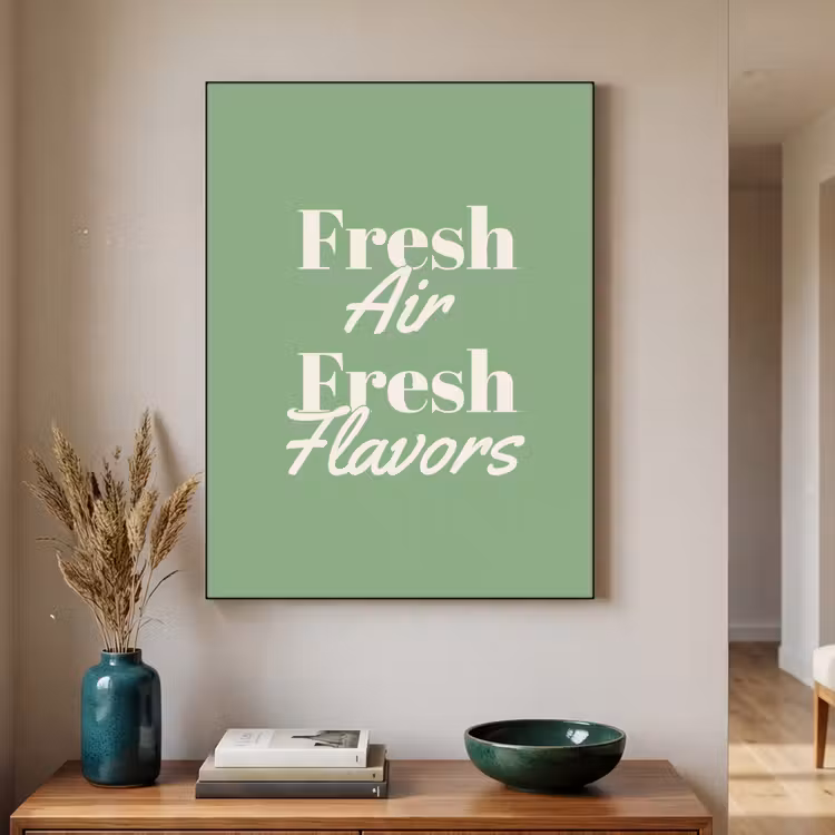 Tekst - Groen - Sierlijk - Letters Textielframe zwart klein -sfeer1