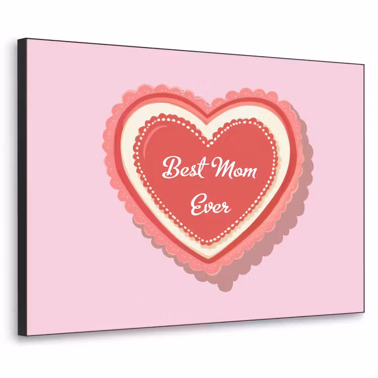 Tekst - Hartje - Moeder - Roze Textielframe zwart klein -3d