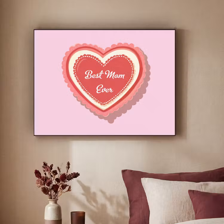 Tekst - Hartje - Moeder - Roze Textielframe zwart klein -sfeer1