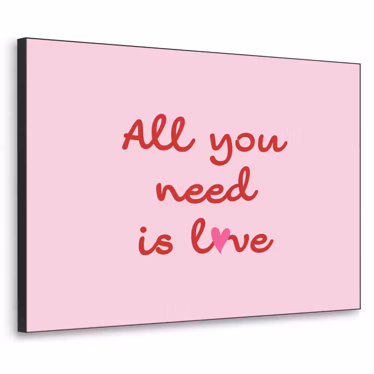 Tekst - Roze - Love - Hart Textielframe zwart klein -3d
