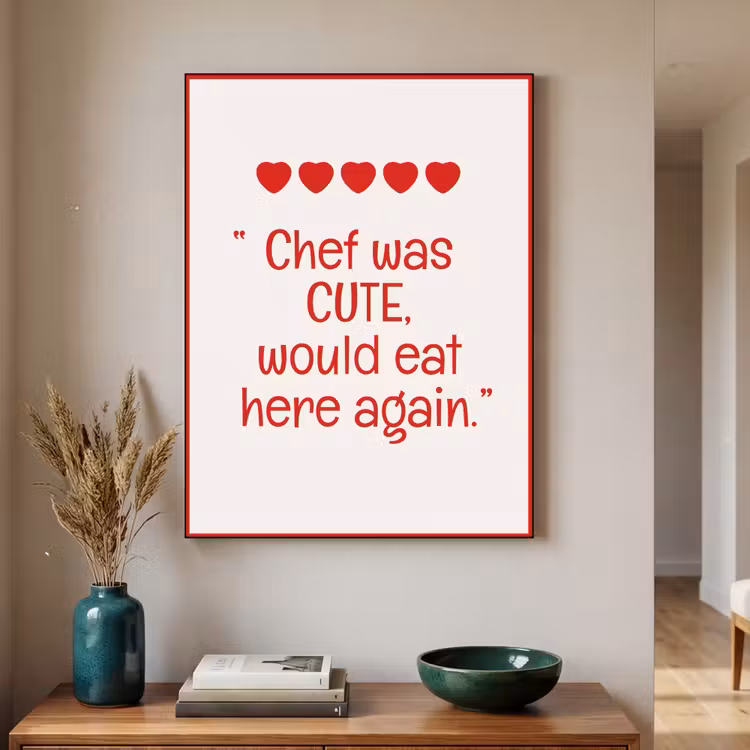 Tekst - Rood - Hartjes Textielframe zwart klein -sfeer1