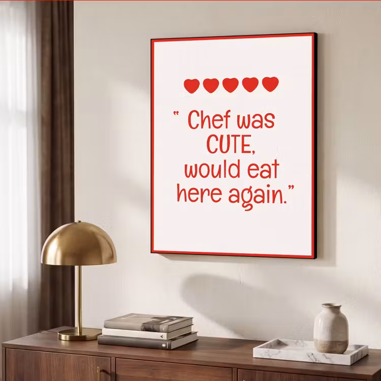 Tekst - Rood - Hartjes Textielframe zwart klein -sfeer3