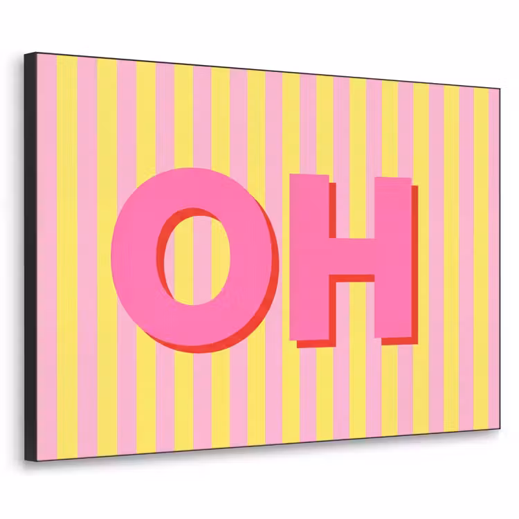 Art Frame - Text - Streifen - Rosa - Tekst - Strepen - Roze Textielframe zwart klein
