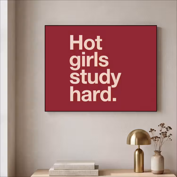 Tekst - Studie - Motivatie - Modern - Rood Textielframe zwart klein -sfeer2