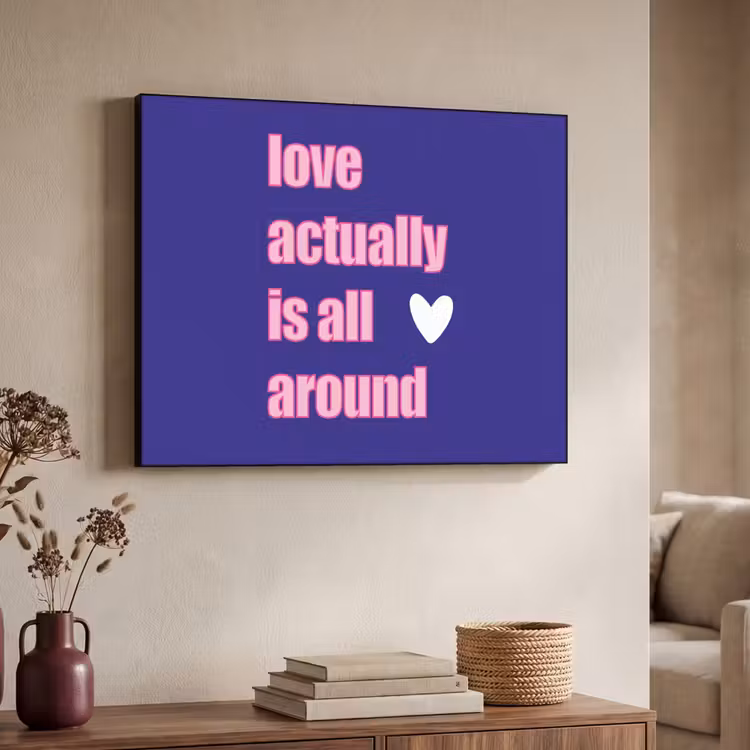 Tekst - Valentijn - Love - Blauw Textielframe - compleet frame klein -sfeer3