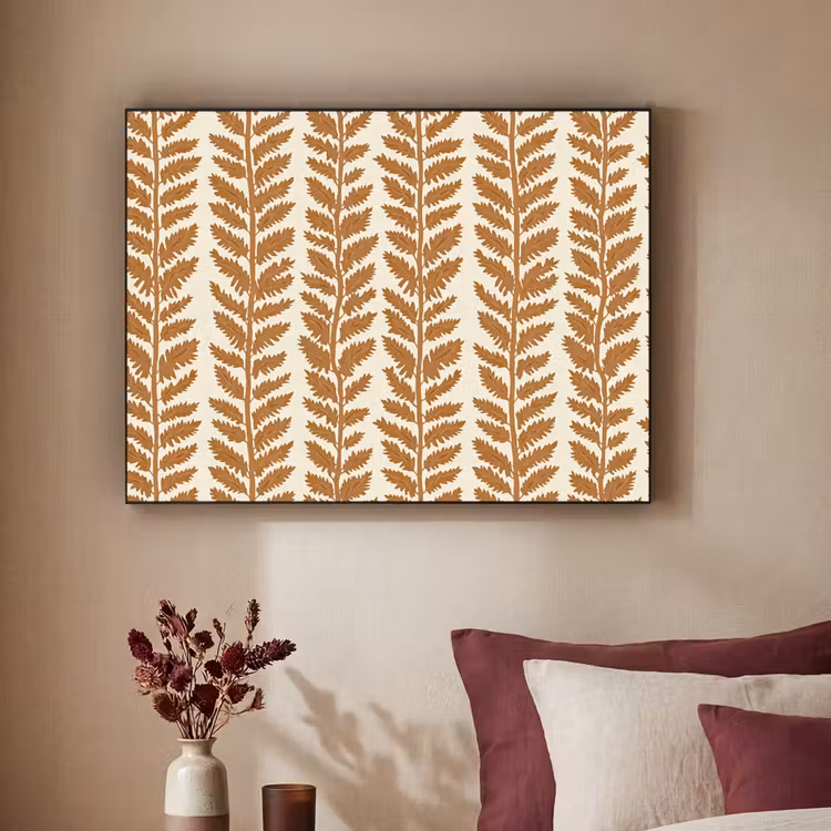 Textuur - Bladeren - Oker Textielframe zwart klein 947 -sfeer1