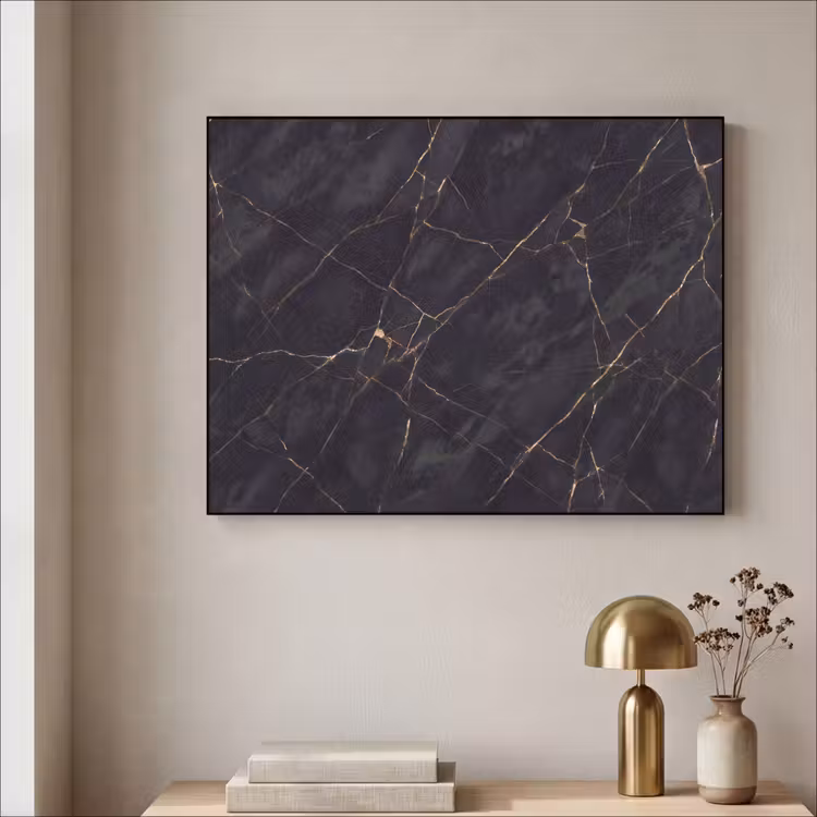 Textuur - Gouden lijnen - Abstract - Modern - Zwart Textielframe zwart klein -sfeer2