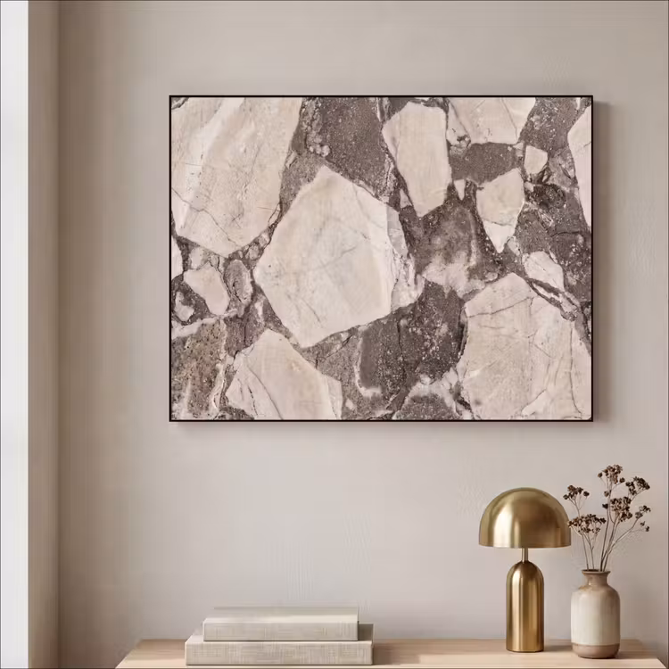 Textuur - Marmer - Abstract - Beige - Bruin Textielframe zwart klein -sfeer2