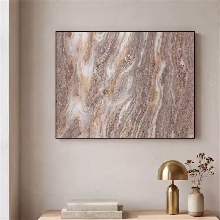 Textuur - Steen - Abstract - Beige Textielframe zwart klein -sfeer2