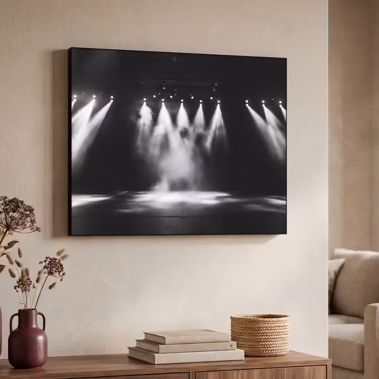Theaterzaal - Mist - Spotlights - Zwart Textielframe zwart klein -sfeer3
