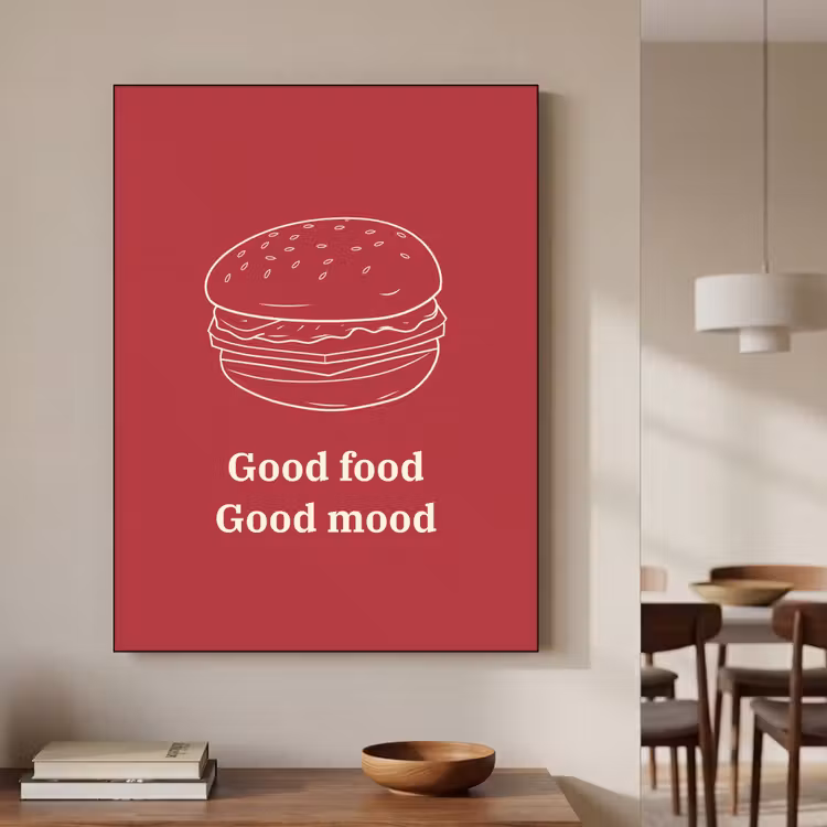 Dieprood - Lijntekening - Tekst - Hamburger Textielframe zwart klein -sfeer2