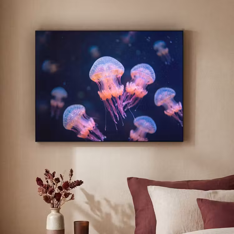 Dier - Onderwater - Natuur - Roze - Mysterieus Textielframe zwart klein -sfeer1