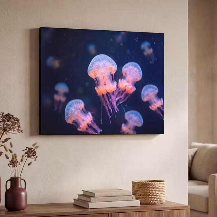 Dier - Onderwater - Natuur - Roze - Mysterieus Textielframe zwart klein -sfeer3