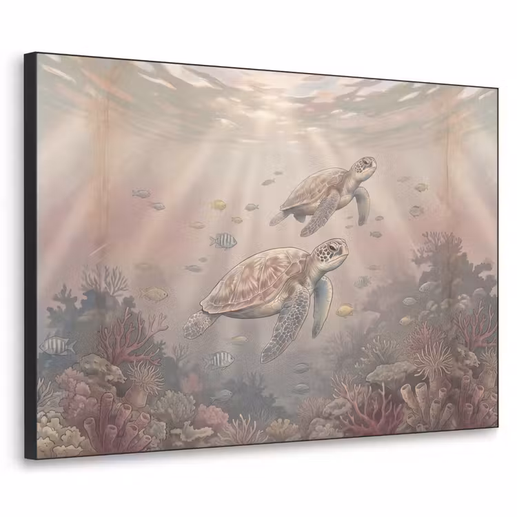 Dier - Onderwater - Oceaan - Illustratie - Zeeleven Textielframe zwart klein -3d