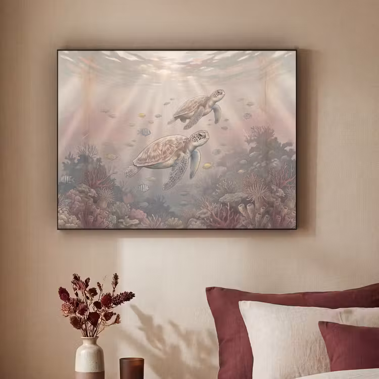 Dier - Onderwater - Oceaan - Illustratie - Zeeleven Textielframe zwart klein -sfeer1