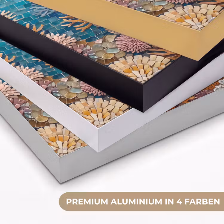 Dieren - Mozaïek - Oceaan - Koraal - Blauw Textielframe zwart klein -USP_kleurenDE