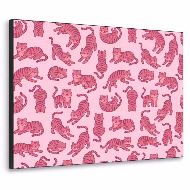 Dieren - Patroon - Roze - Speels - Cartoon Textielframe zwart klein -3d