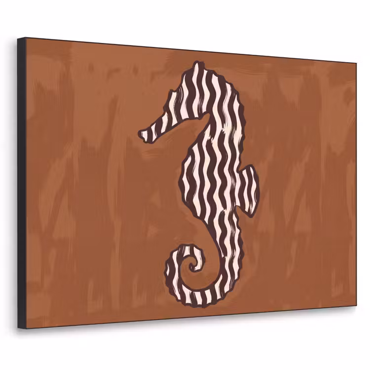 Dieren - Zeepaardje - Abstract - Bruin - Strepen Textielframe zwart klein -3d