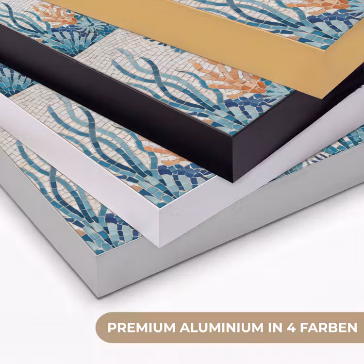 Dieren - Onderwater - Natuur - Mozaïek - Blauw Textielframe zwart klein -USP_kleurenDE