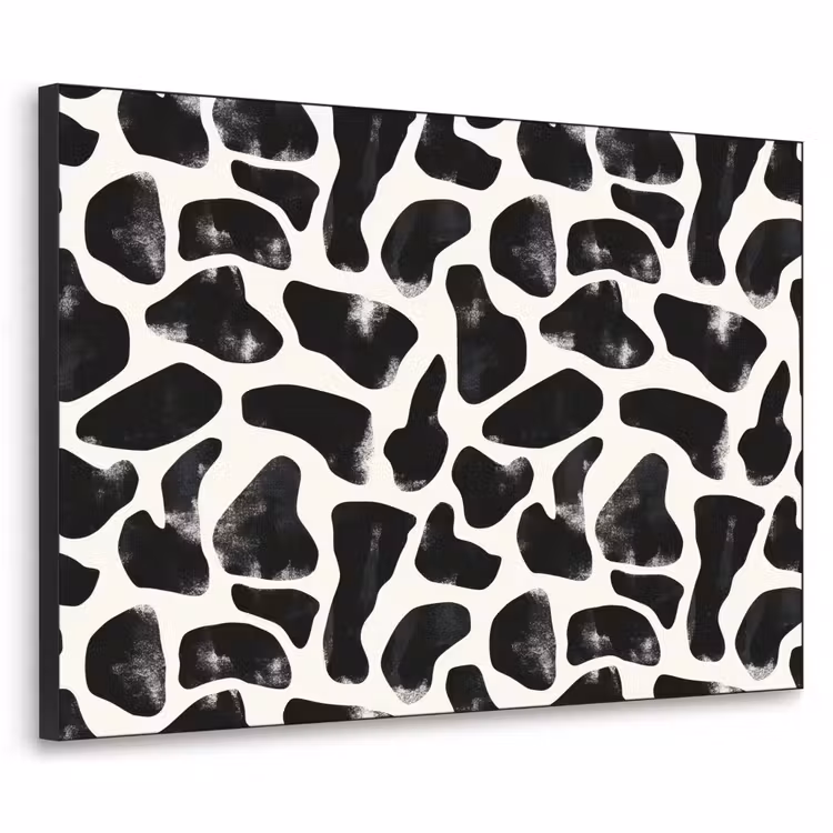 Dierenpatroon - Vlekken - Zwart - Wit Textielframe zwart klein 947 -3d