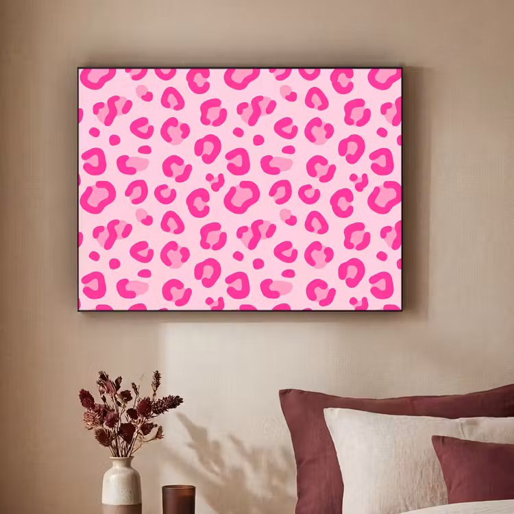 Dierenprint - Patroon - Abstract - Modern - Roze Textielframe zwart klein -sfeer1