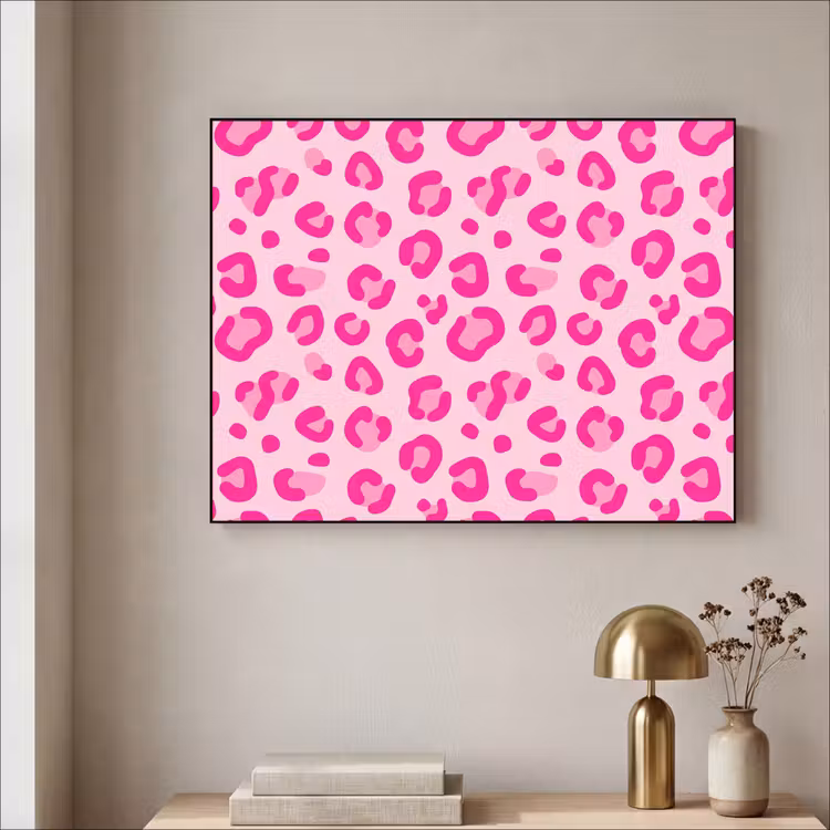 Dierenprint - Patroon - Abstract - Modern - Roze Textielframe zwart klein -sfeer2