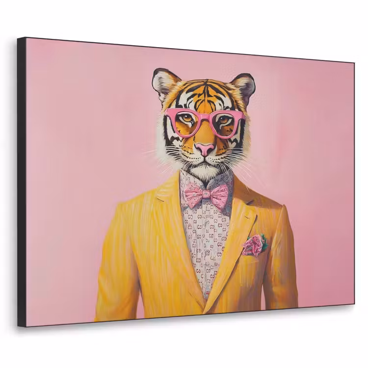 Tijger - Bril - Geel - Jasje Textielframe - compleet frame klein -3d