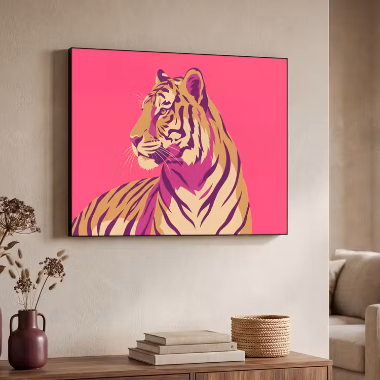 Art Frame - Tiger - Modern - Neon - Tijger - Modern - Neon Textielframe zwart klein