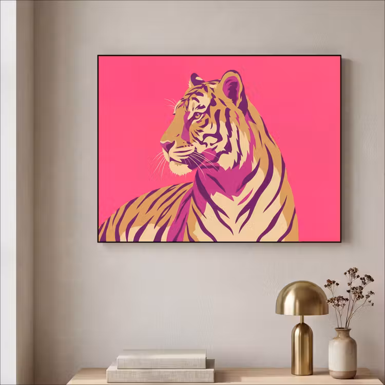 Art Frame - Tiger - Modern - Neon - Tijger - Modern - Neon Textielframe zwart klein
