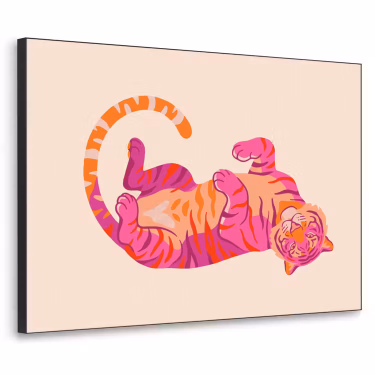 Art Frame - Tiger - Rosa - Orange - Tijger - Roze - Oranje Textielframe zwart klein