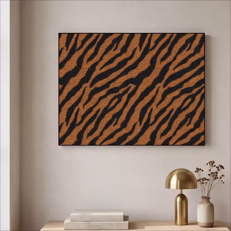Tijger - Zwart - Vacht Textielframe zwart klein 947 -sfeer2
