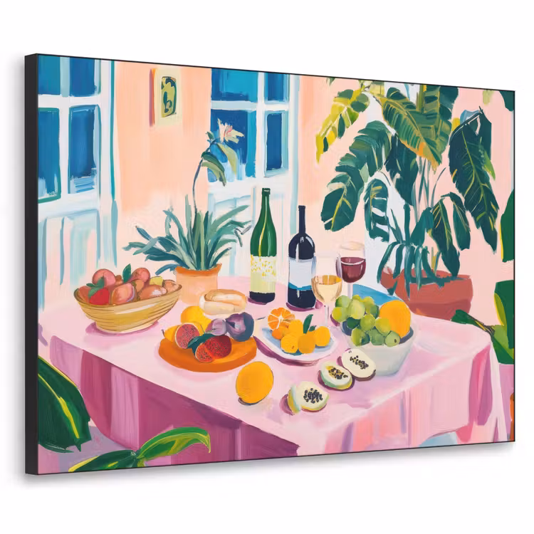 Tafel - Wijn - Fruit Textielframe - compleet frame klein -3d