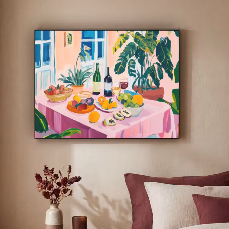 Tafel - Wijn - Fruit Textielframe - compleet frame klein -sfeer1