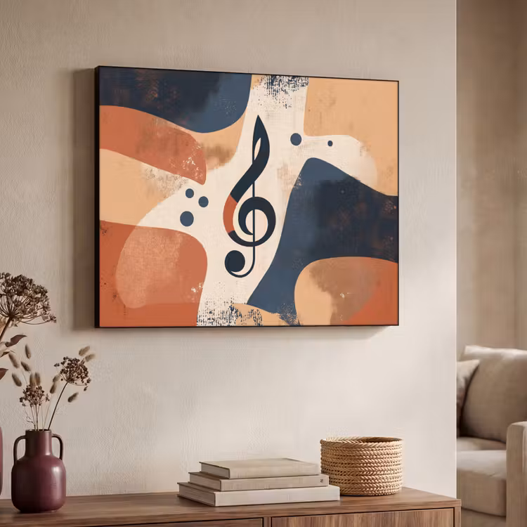 Sleutel - G - Abstract - Beige Textielframe zwart klein -sfeer3