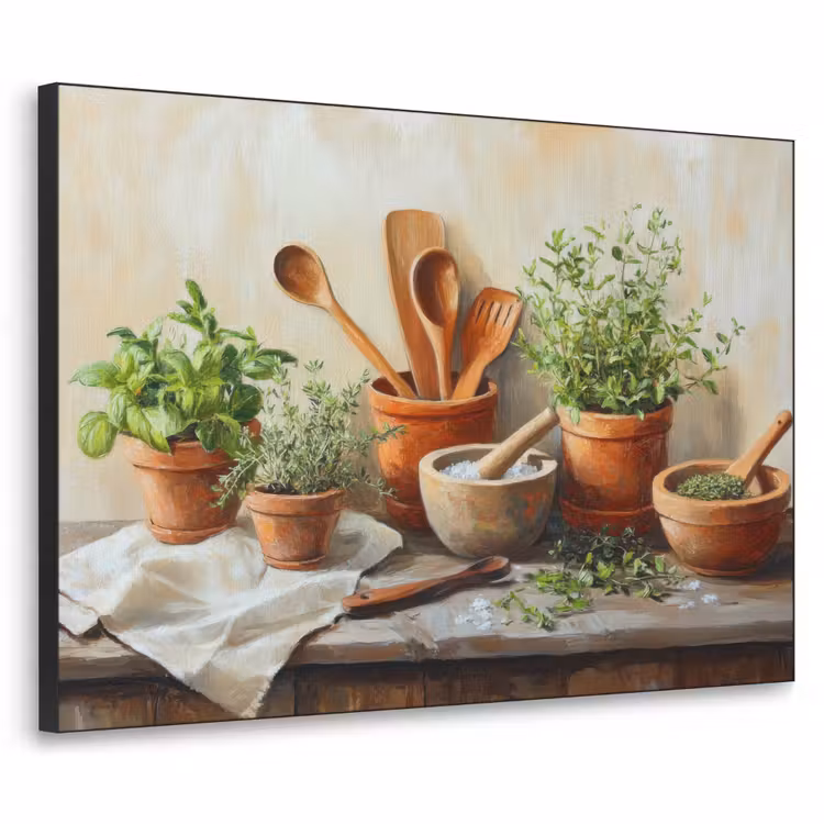 Potten - Kruiden - Hout Textielframe zwart klein -3d