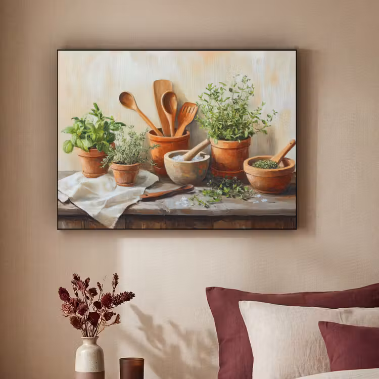 Potten - Kruiden - Hout Textielframe zwart klein -sfeer1
