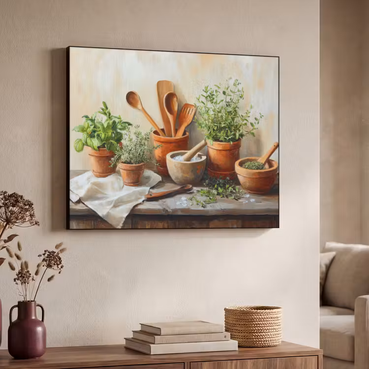 Potten - Kruiden - Hout Textielframe zwart klein -sfeer3