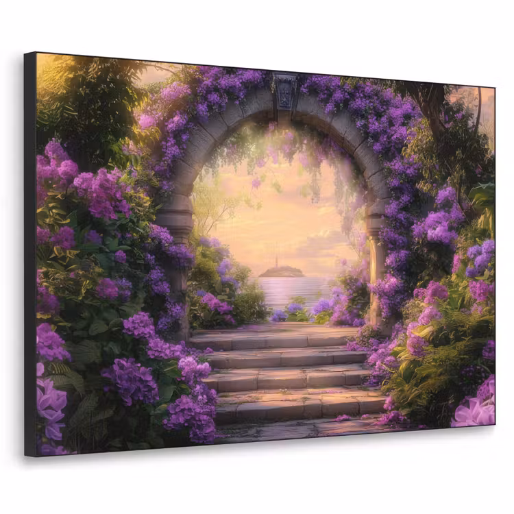 Poort - Paars - Bloemen Textielframe - compleet frame klein -3d