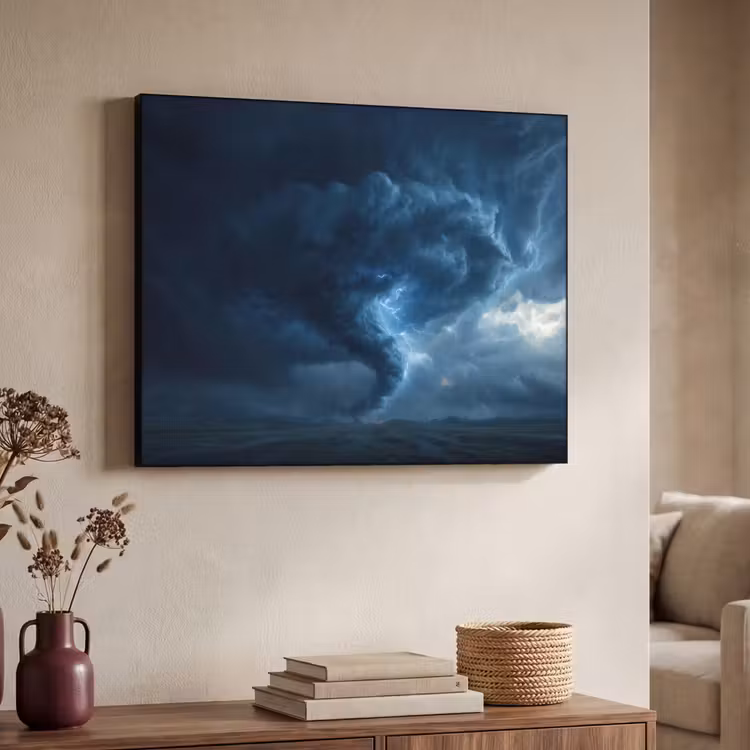 Tornado - Duister - Wolken Textielframe - compleet frame klein -sfeer3