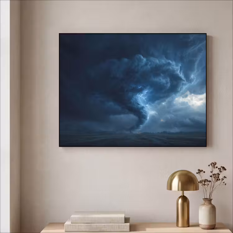 Tornado - Duister - Wolken Textielframe - compleet frame klein -sfeer2