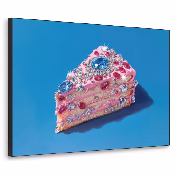 Taart - Edelstenen - Glitters - Roze Textielframe - compleet frame klein -3d