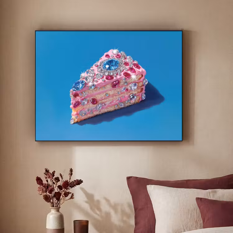 Taart - Edelstenen - Glitters - Roze Textielframe - compleet frame klein -sfeer1