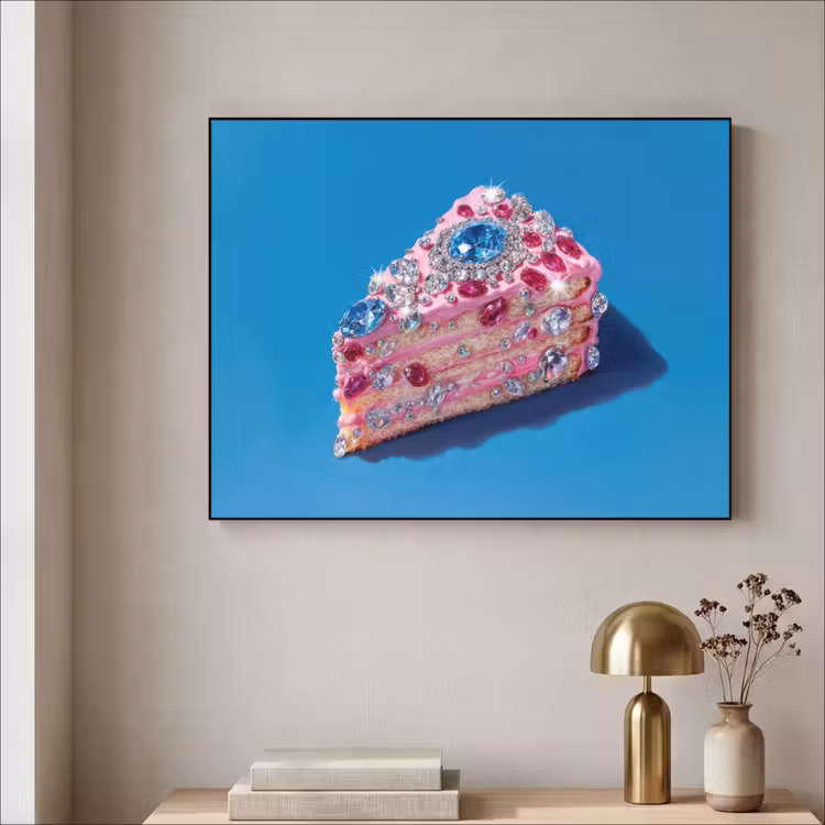 Taart - Edelstenen - Glitters - Roze Textielframe - compleet frame klein -sfeer2