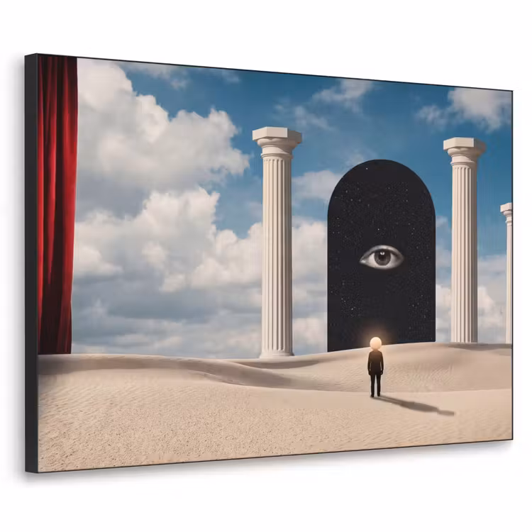 Art Frame - Traum – Wüste – Auge - Droom - Woestijn - Oog Textielframe zwart klein