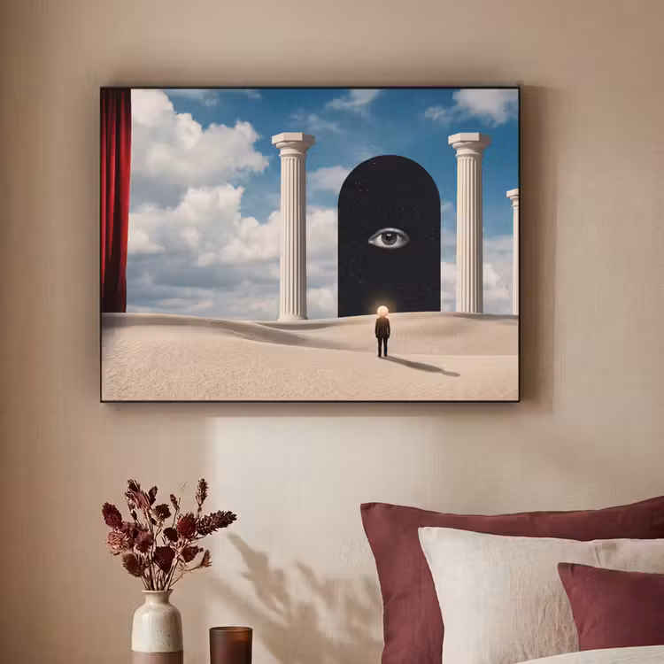 Art Frame - Traum – Wüste – Auge - Droom - Woestijn - Oog Textielframe zwart klein