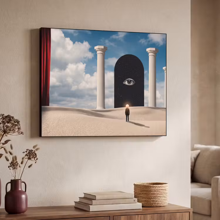 Art Frame - Traum – Wüste – Auge - Droom - Woestijn - Oog Textielframe zwart klein