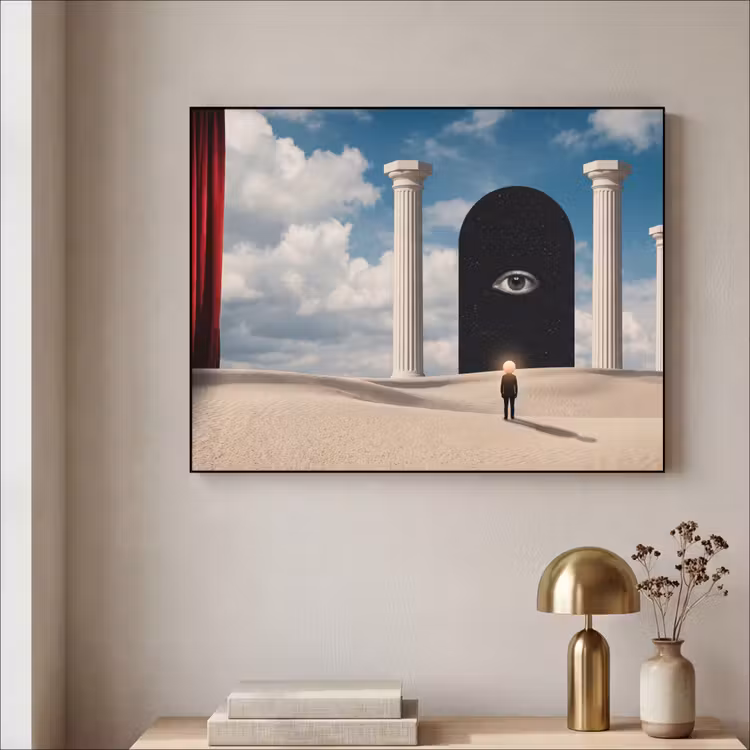 Art Frame - Traum – Wüste – Auge - Droom - Woestijn - Oog Textielframe zwart klein