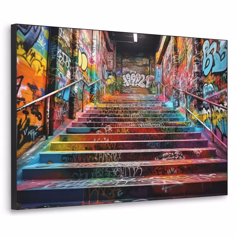 Trap - Graffiti - Kleuren - Kunst Textielframe zwart klein -3d