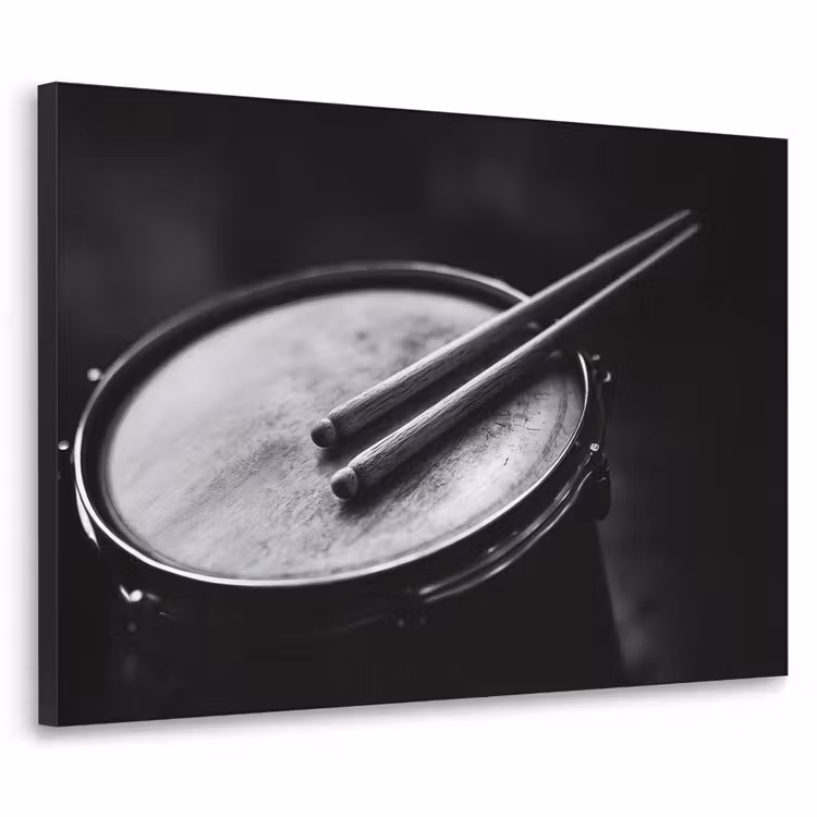 Trommel - Close-up - Drumstokken - Zwart Textielframe zwart klein -3d