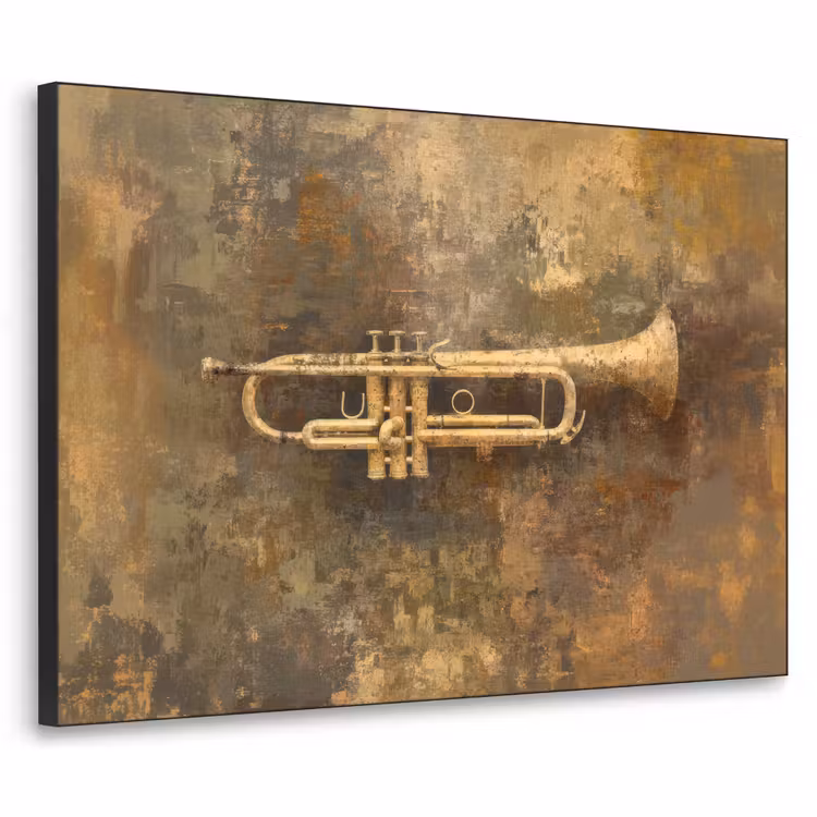 Trompet - Geel - Muzikaal Textielframe - compleet frame klein -3d